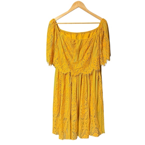 BALTIC BORN mustard lace dress LARGE - Picture 3 of 7